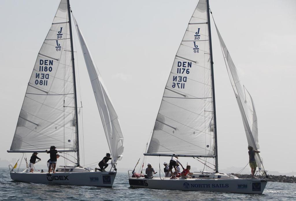 Roble (USA) in Widex and Witteveen (NED) in North Sails dialed up in the pre-start - 2013 Danish Open Ladies Cup © Susanne Johansen http://www.wimrs.com/